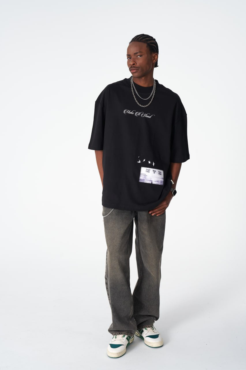 Oversize Cotton Tee / "Make A Stand" Photographic Graphic Print