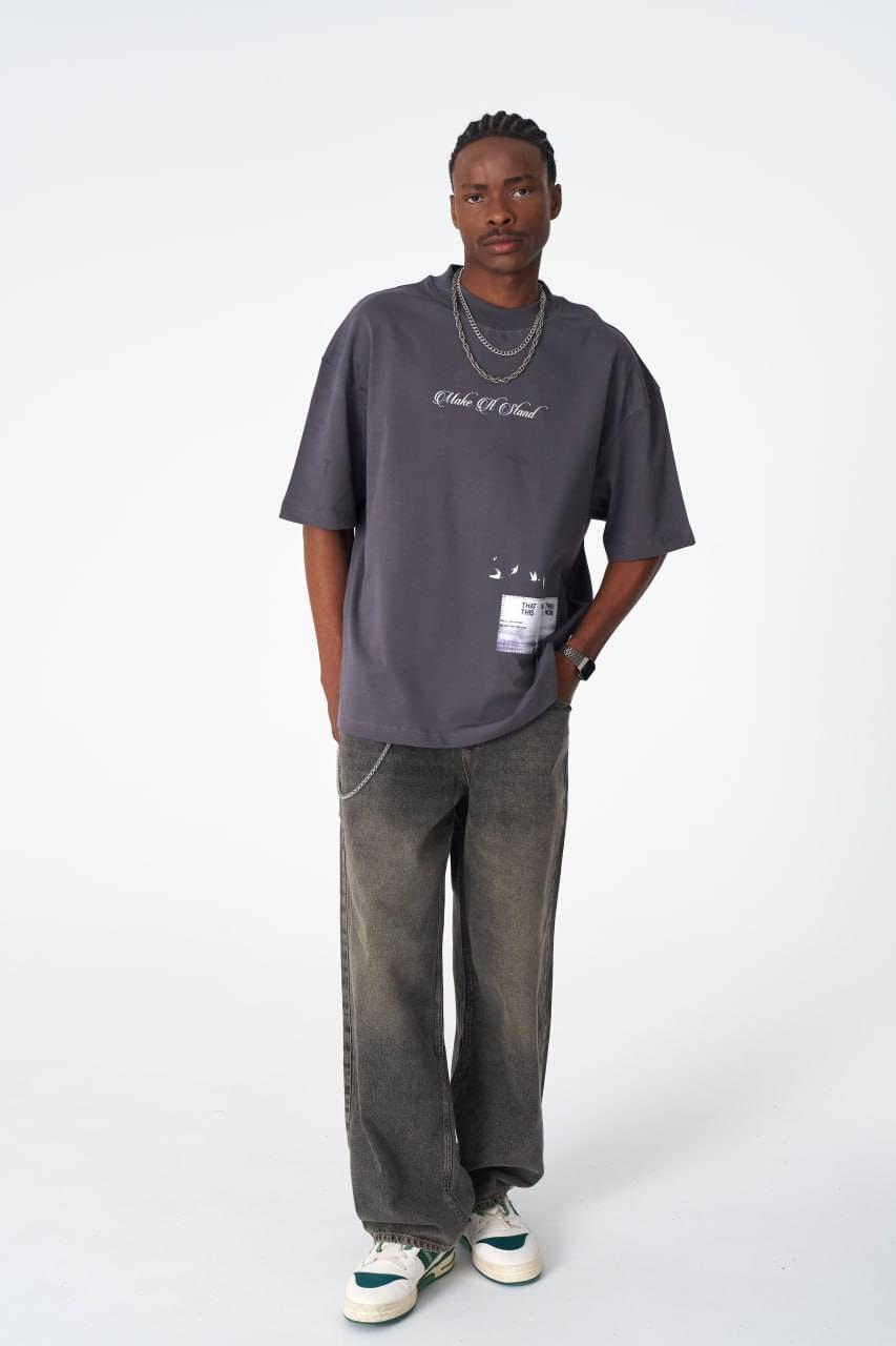 Oversize Cotton Tee / "Make A Stand" Photographic Graphic Print.