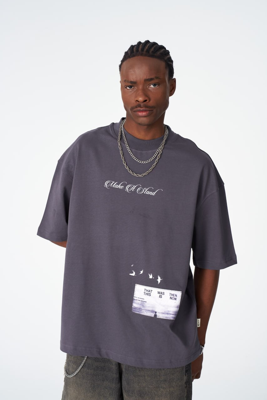 Oversize Cotton Tee / "Make A Stand" Photographic Graphic Print