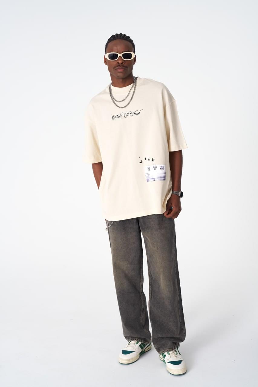 Oversize Cotton Tee / "Make A Stand" Photographic Graphic Print.