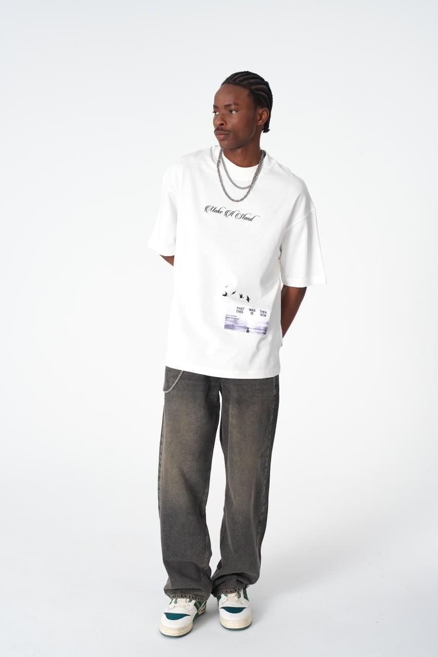 Oversize Cotton Tee / "Make A Stand" Photographic Graphic Print.