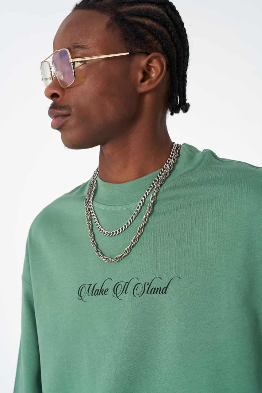 Oversize Cotton Tee / "Make A Stand" Photographic Graphic Print.
