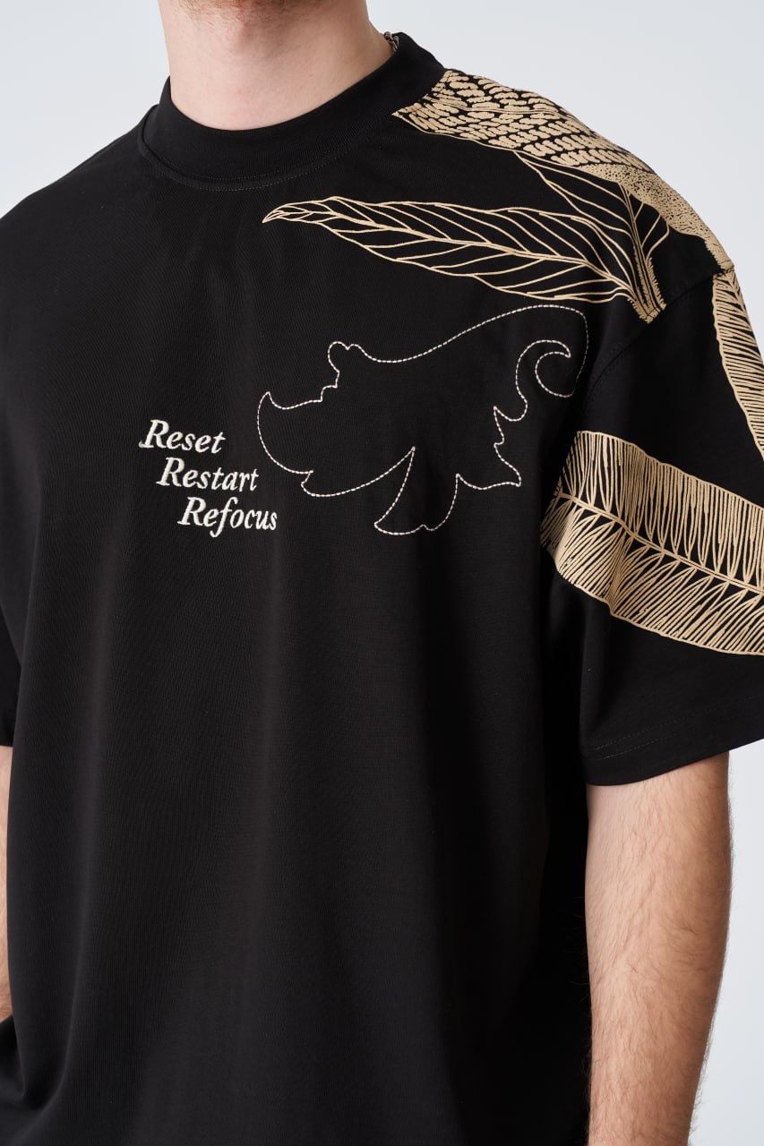 Reset Restart Refocus Organic Graphic Oversize Tee