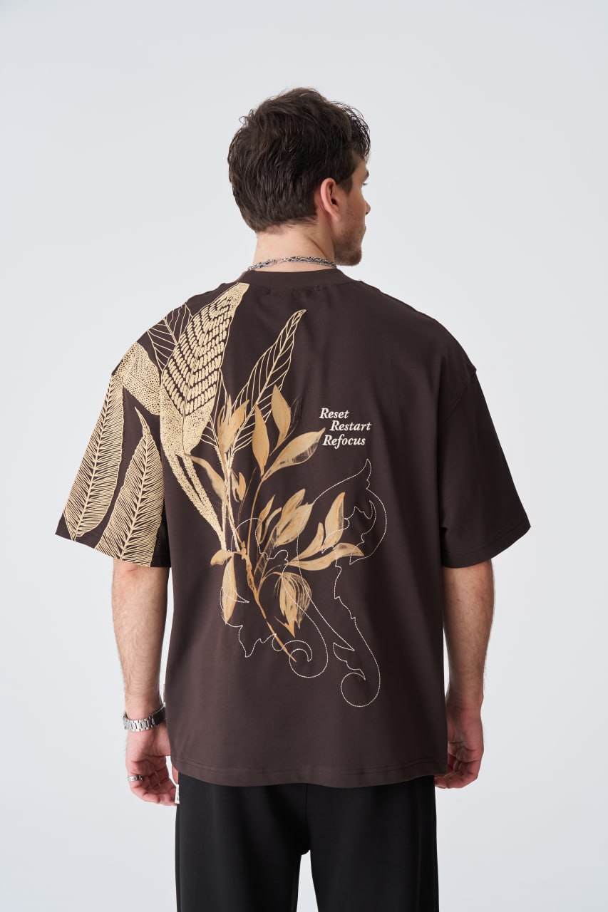 Reset Restart Refocus Organic Graphic Oversize Tee