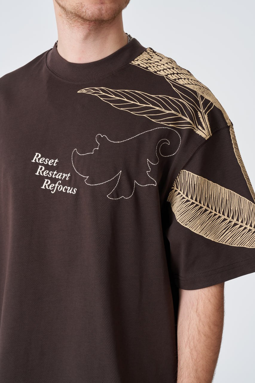 Reset Restart Refocus Organic Graphic Oversize Tee