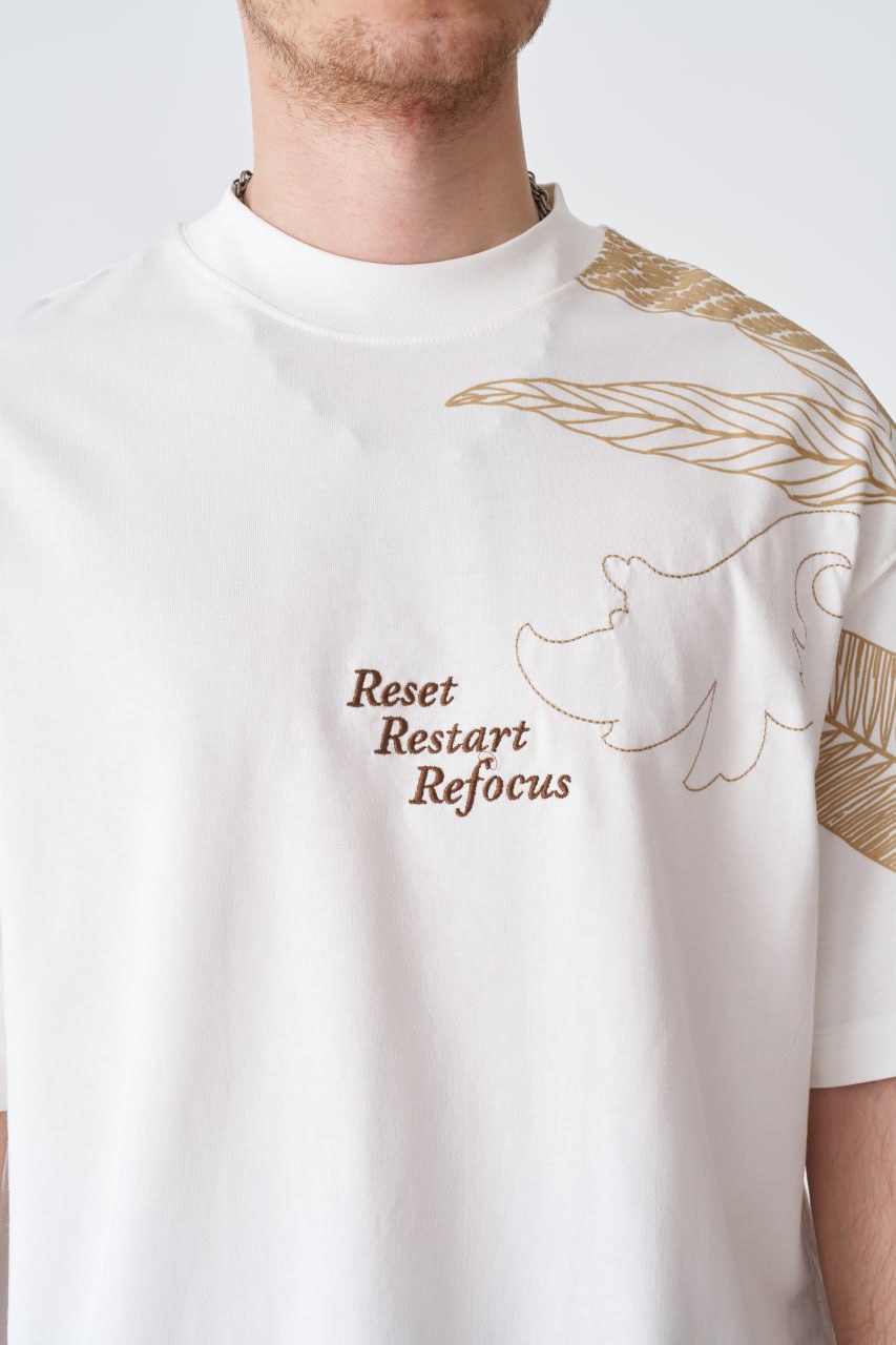 Reset Restart Refocus Organic Graphic Oversize Tee