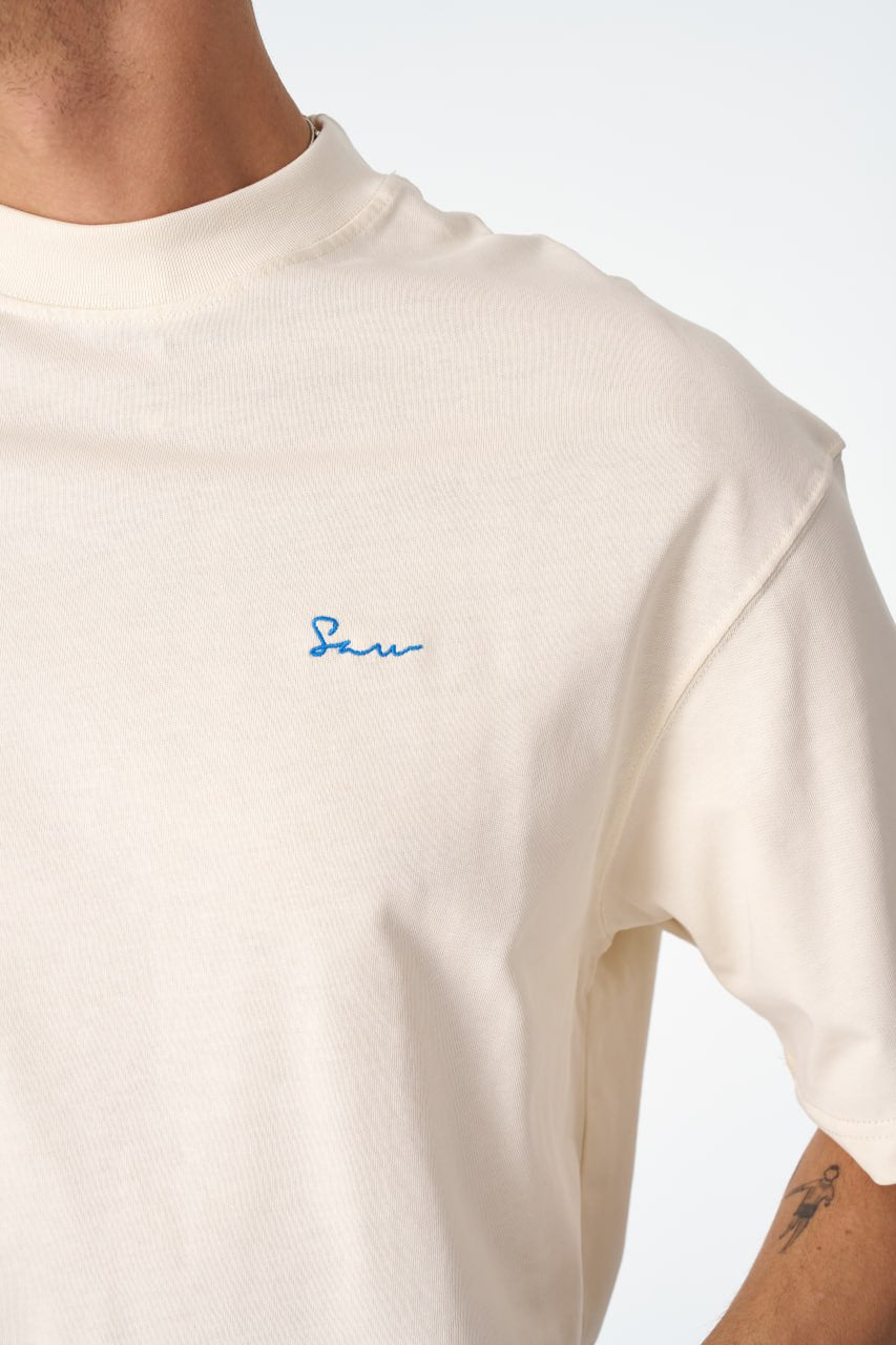 Oversize Cotton Tee / Oriental Rug Tapestry Graphic Print & Embroidery