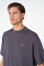 Oversize Cotton Tee / Oriental Rug Tapestry Graphic Print & Embroidery