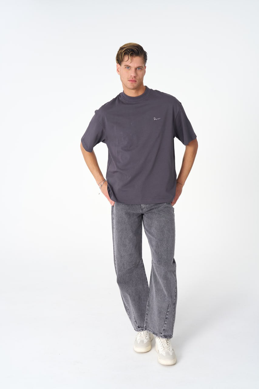 Oversize Cotton Tee / Oriental Rug Tapestry Graphic Print & Embroidery