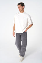 Oversize Cotton Tee / Oriental Rug Tapestry Graphic Print & Embroidery