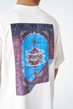 Oversize Cotton Tee / Oriental Rug Tapestry Graphic Print & Embroidery