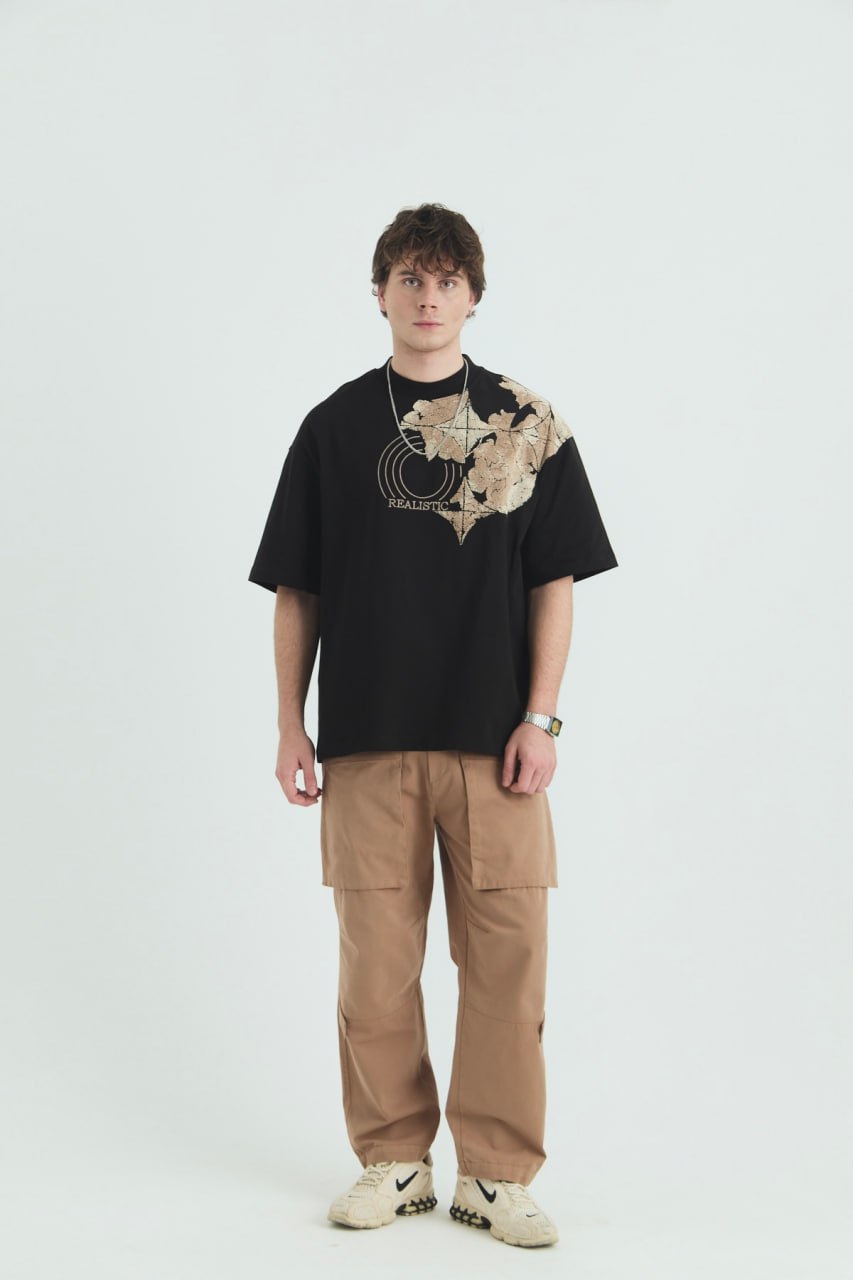 Oversize Cotton Tee / Ornate Animal Graphic Print "Fear Of Being Average"