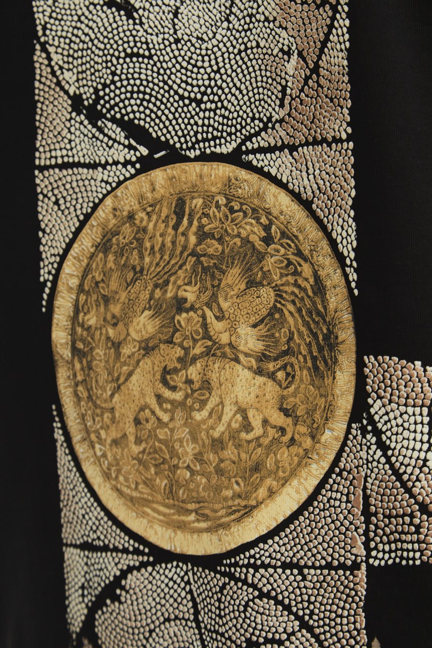 Oversize Cotton Tee / Ornate Animal Graphic Print "Fear Of Being Average"