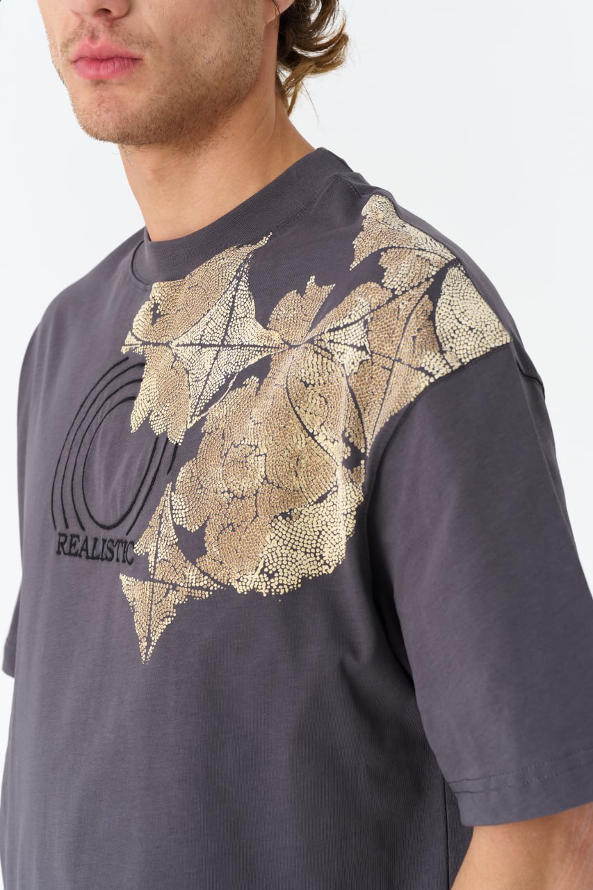 Oversize Cotton Tee / Ornate Animal Graphic Print "Fear Of Being Average"