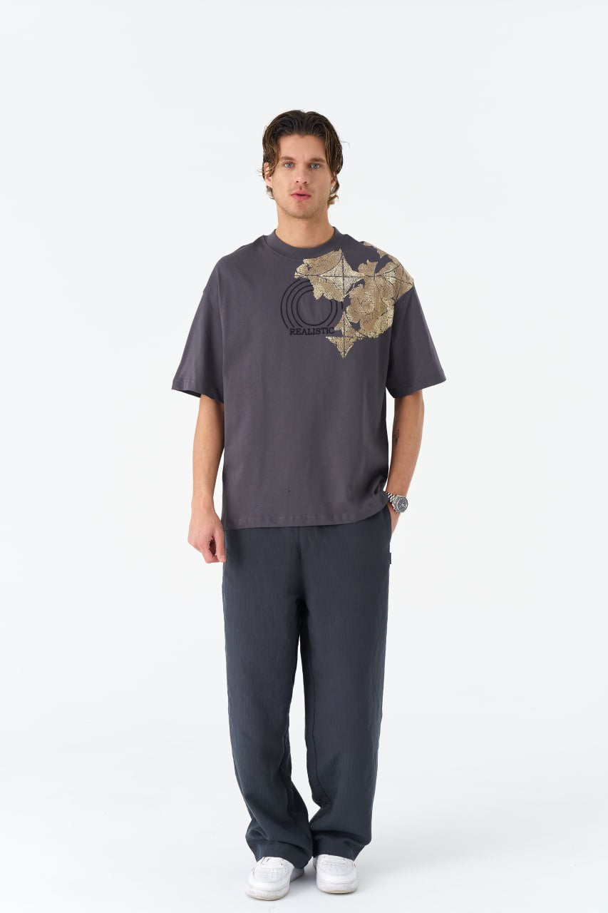 Oversize Cotton Tee / Ornate Animal Graphic Print "Fear Of Being Average"