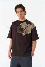Oversize Cotton Tee / Ornate Animal Graphic Print "Fear Of Being Average"