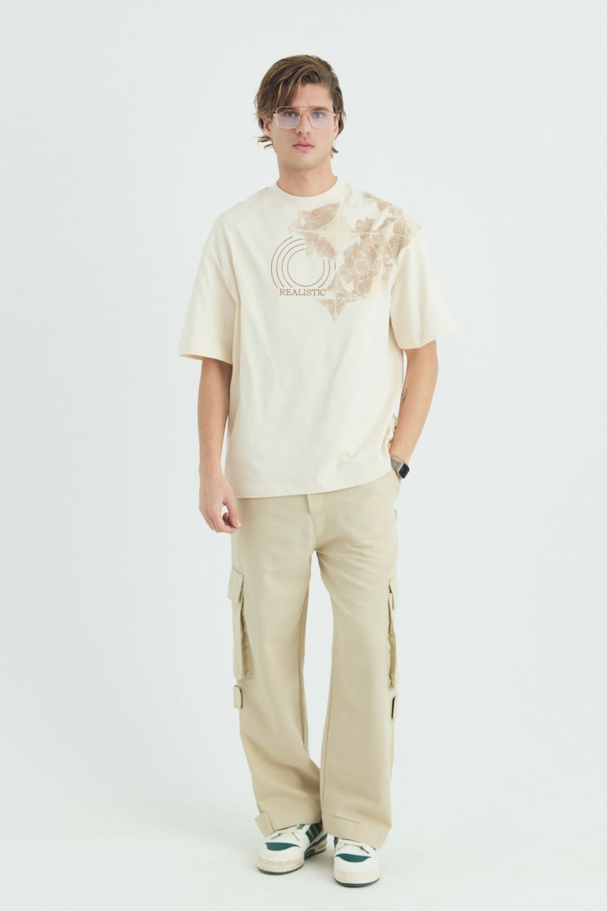 Oversize Cotton Tee / Ornate Animal Graphic Print "Fear Of Being Average"