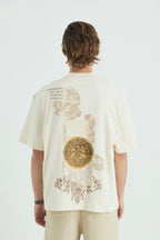 Oversize Cotton Tee / Ornate Animal Graphic Print "Fear Of Being Average"