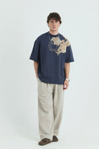 Oversize Cotton Tee / Ornate Animal Graphic Print "Fear Of Being Average"