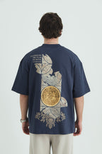 Oversize Cotton Tee / Ornate Animal Graphic Print "Fear Of Being Average"