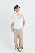 Oversize Cotton Tee / Ornate Animal Graphic Print "Fear Of Being Average"