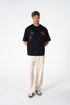 Oversize Cotton Tee / "Own Pace" Paint Splatter Graphic Print