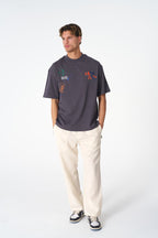 Oversize Cotton Tee / "Own Pace" Paint Splatter Graphic Print