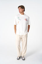 Oversize Cotton Tee / "Own Pace" Paint Splatter Graphic Print