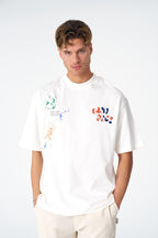 Oversize Cotton Tee / "Own Pace" Paint Splatter Graphic Print