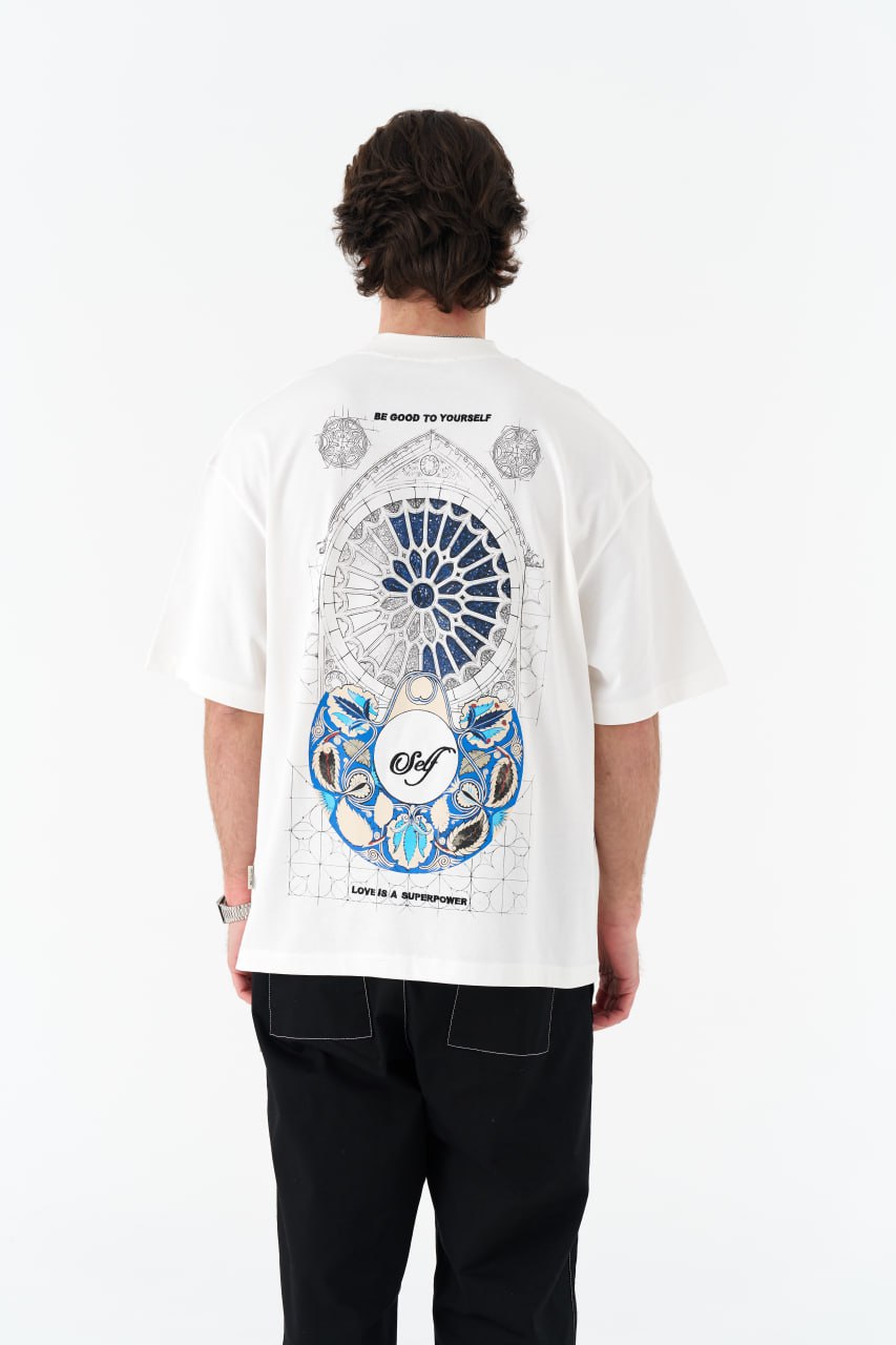 Self Love Is A Superpower Stained Glass Print Oversize Tee