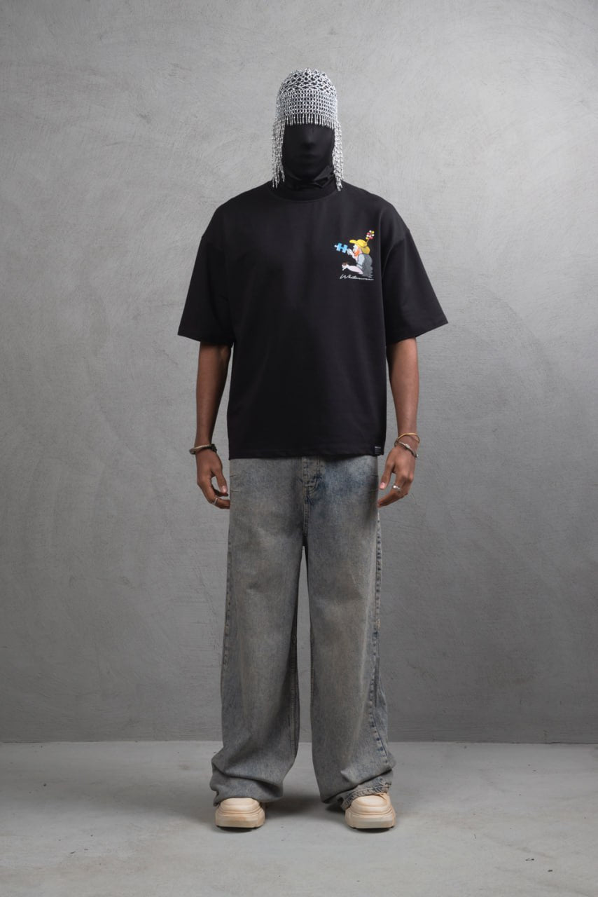 Oversize Cotton Tee – Starry Night  Graphic Print