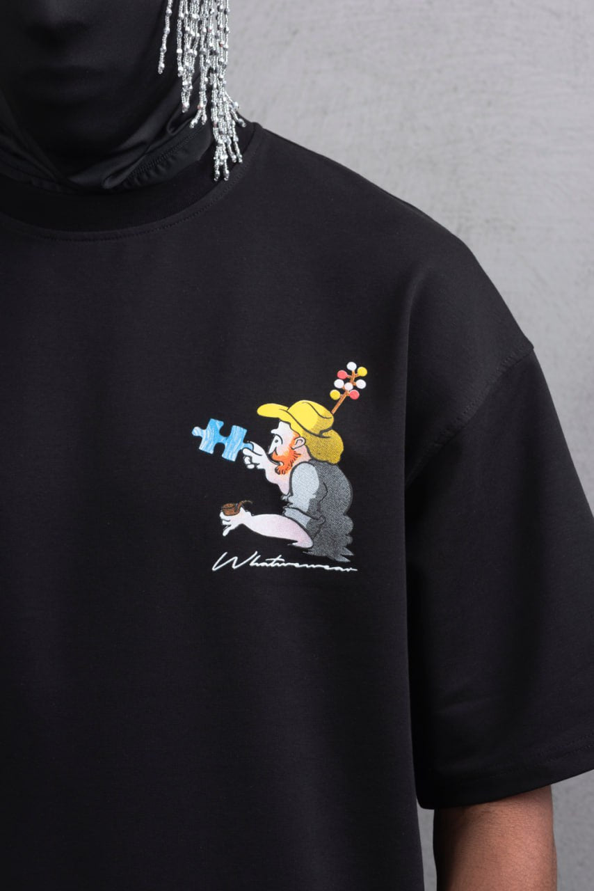 Oversize Cotton Tee – Starry Night  Graphic Print