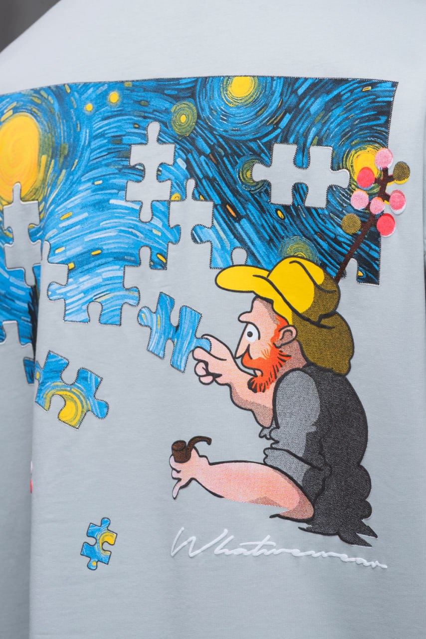 Oversize Cotton Tee – Starry Night  Graphic Print