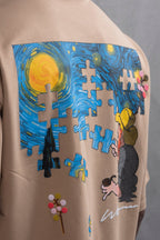 Oversize Cotton Tee – Starry Night  Graphic Print