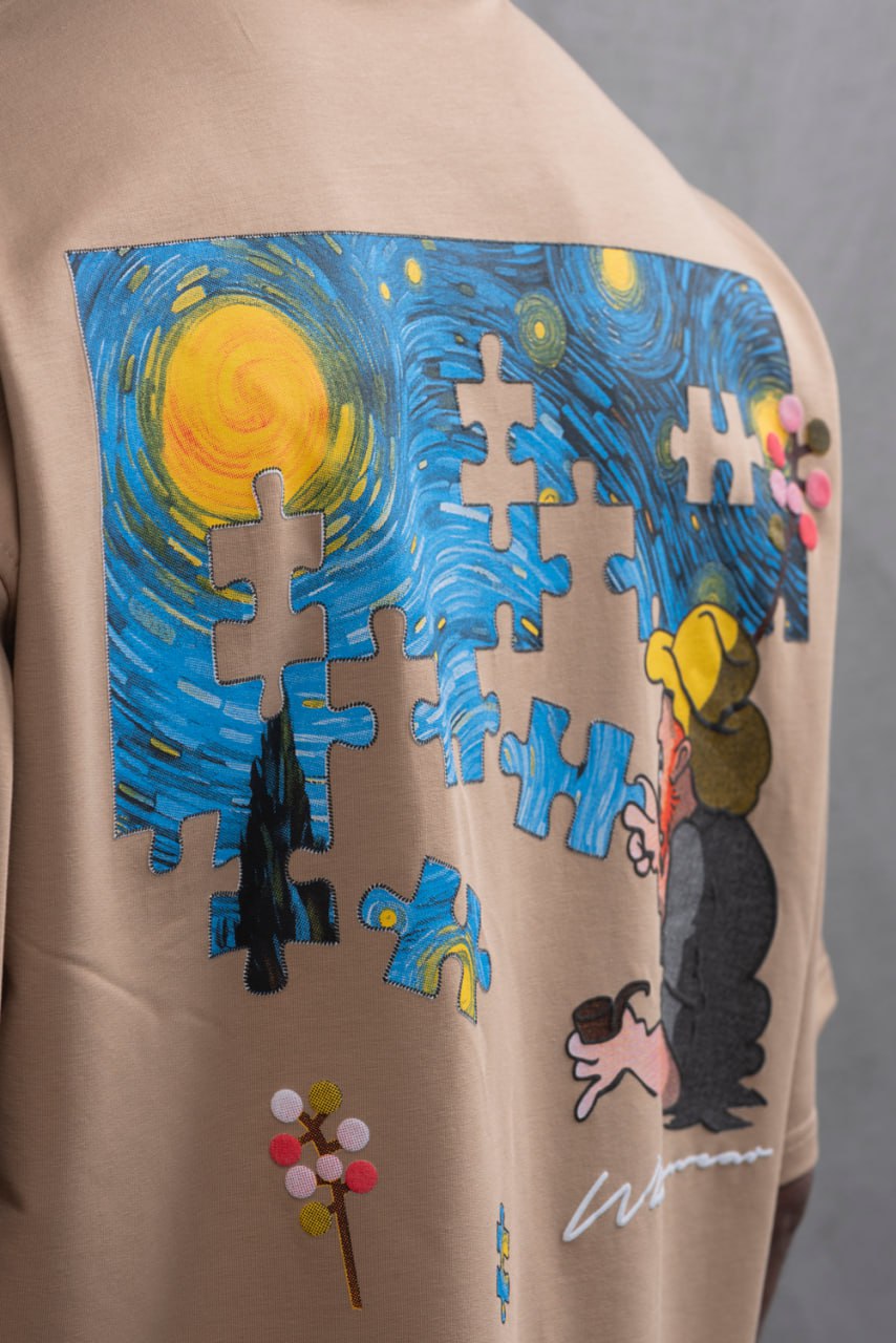 Oversize Cotton Tee – Starry Night  Graphic Print