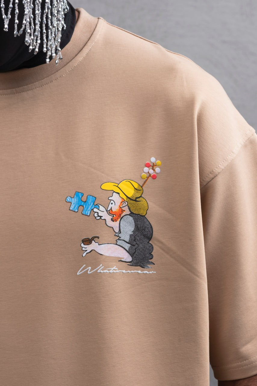 Oversize Cotton Tee – Starry Night  Graphic Print