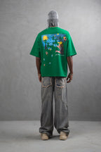 Oversize Cotton Tee – Starry Night  Graphic Print