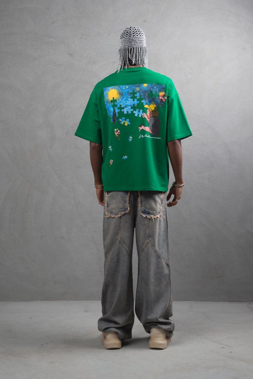 Oversize Cotton Tee – Starry Night  Graphic Print