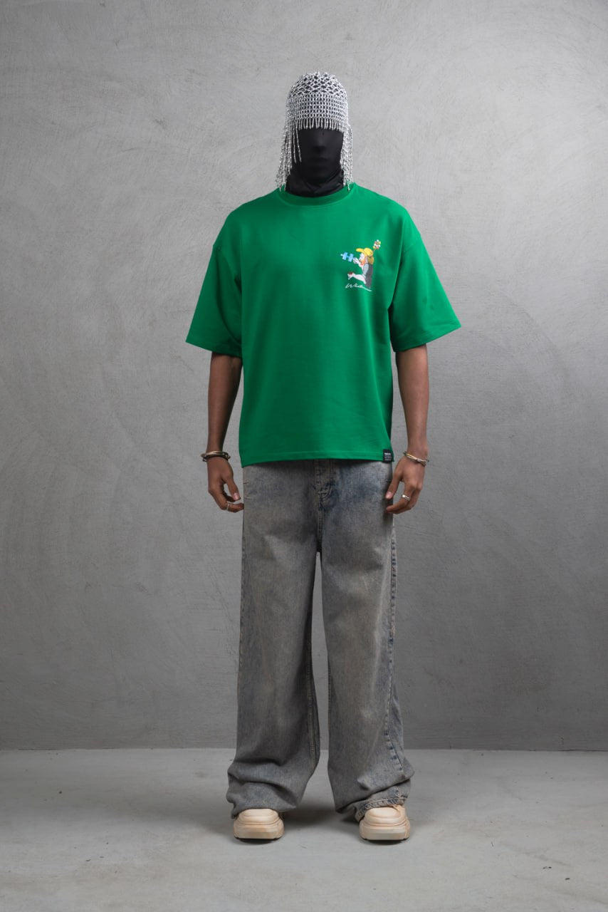 Oversize Cotton Tee – Starry Night  Graphic Print