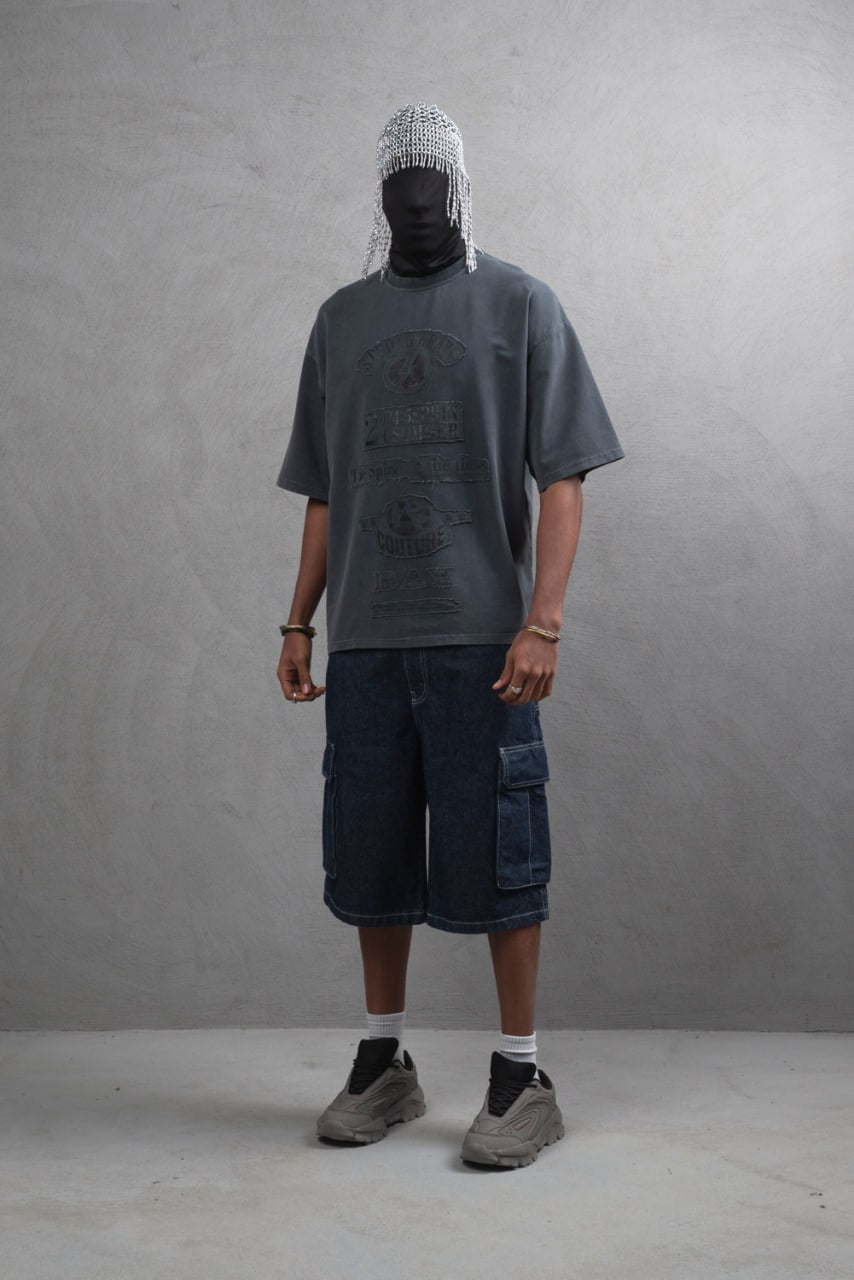 Oversize Cotton Tee - "Strong Brave Couture" Graphic Print