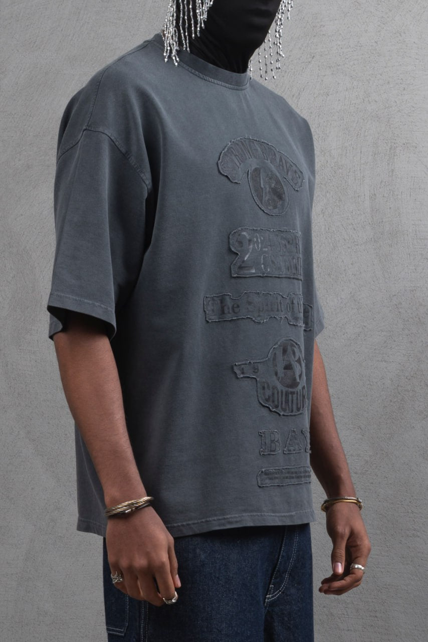 Oversize Cotton Tee - "Strong Brave Couture" Graphic Print