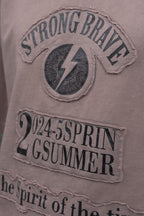 Oversize Cotton Tee - "Strong Brave Couture" Graphic Print