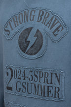 Oversize Cotton Tee - "Strong Brave Couture" Graphic Print