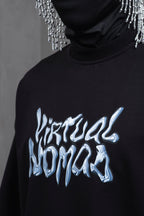 Oversize Cotton Tee – "Virtual Nomad" Graphic Print
