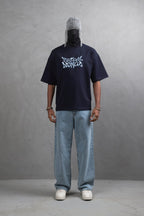 Oversize Cotton Tee – "Virtual Nomad" Graphic Print