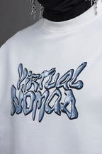 Oversize Cotton Tee – "Virtual Nomad" Graphic Print