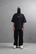 Oversize Cotton Tee – "(End)" Flame Graphic Print