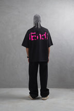 Oversize Cotton Tee – "(End)" Flame Graphic Print