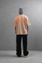 Oversize Cotton Tee – "(End)" Flame Graphic Print