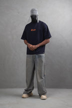 Oversize Cotton Tee – "(End)" Flame Graphic Print